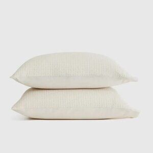 NWOT QUINCE Organic Luxe‎ Honeycomb Sham Set Standard Undyed Waffle Pillow Cases